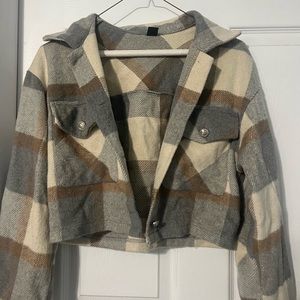 Cropped plaid jacket- shein